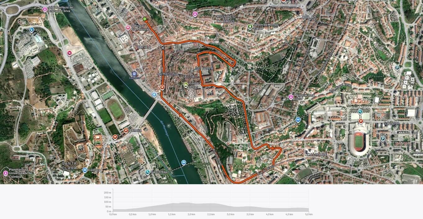 Mapa do percurso da Légua Diário de Coimbra